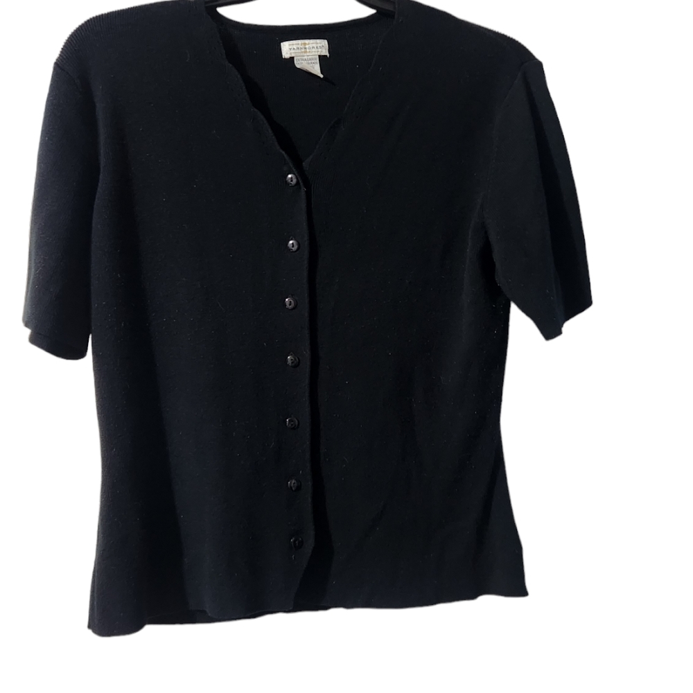 Yarnworks Black Button Up Sweater, Size XL